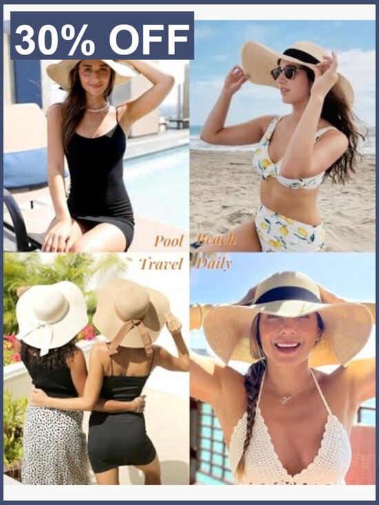 Wide Brim Floppy Sun Hat UPF 80 Packable Beach Straw Hat main image 4